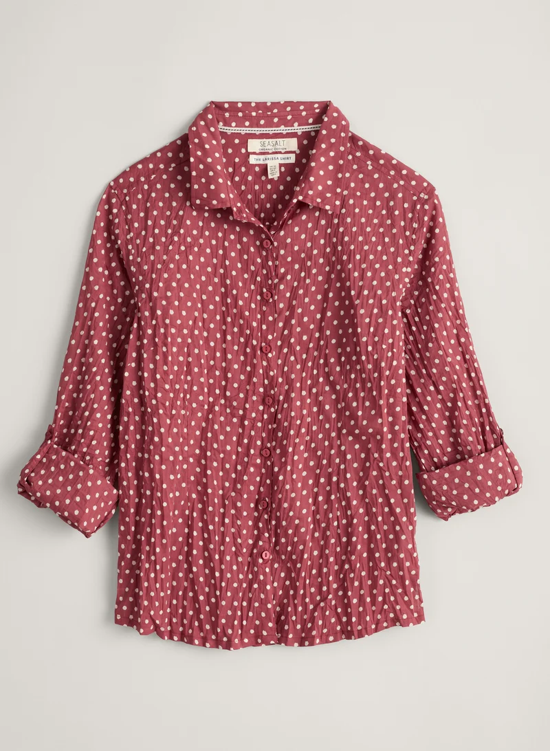 Kreukelblouse met stippenprint | Seasalt Cornwall Larissa shirt polka dot red berry