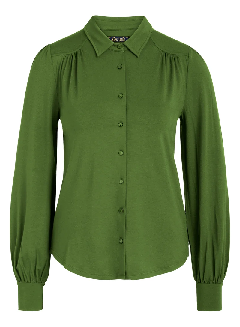 Effen groene blouse | King Louie Carina blouse ecovero Light kale green