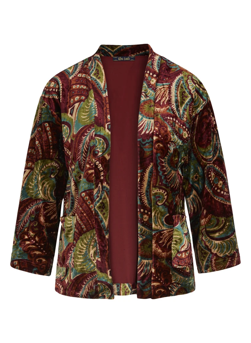 Vest met paisley print | King Louie Noor jacket st pepper plum red