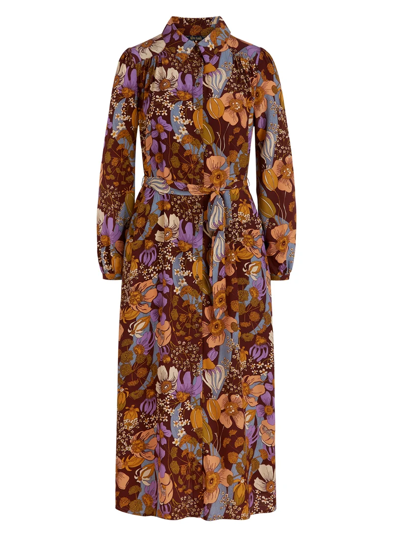 Jurk van soepele viscose | King Louie Carina dress nifty rum brown