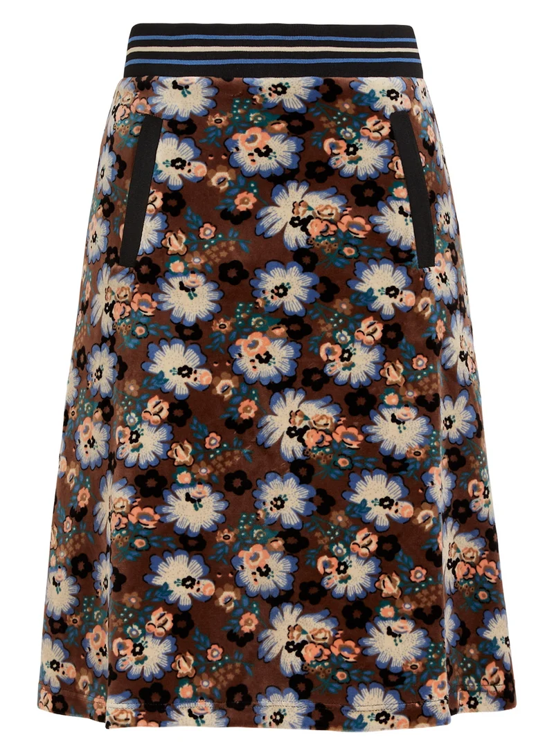 Rokje met bloemenprint | King Louie Davis skirt midwood pecan brown