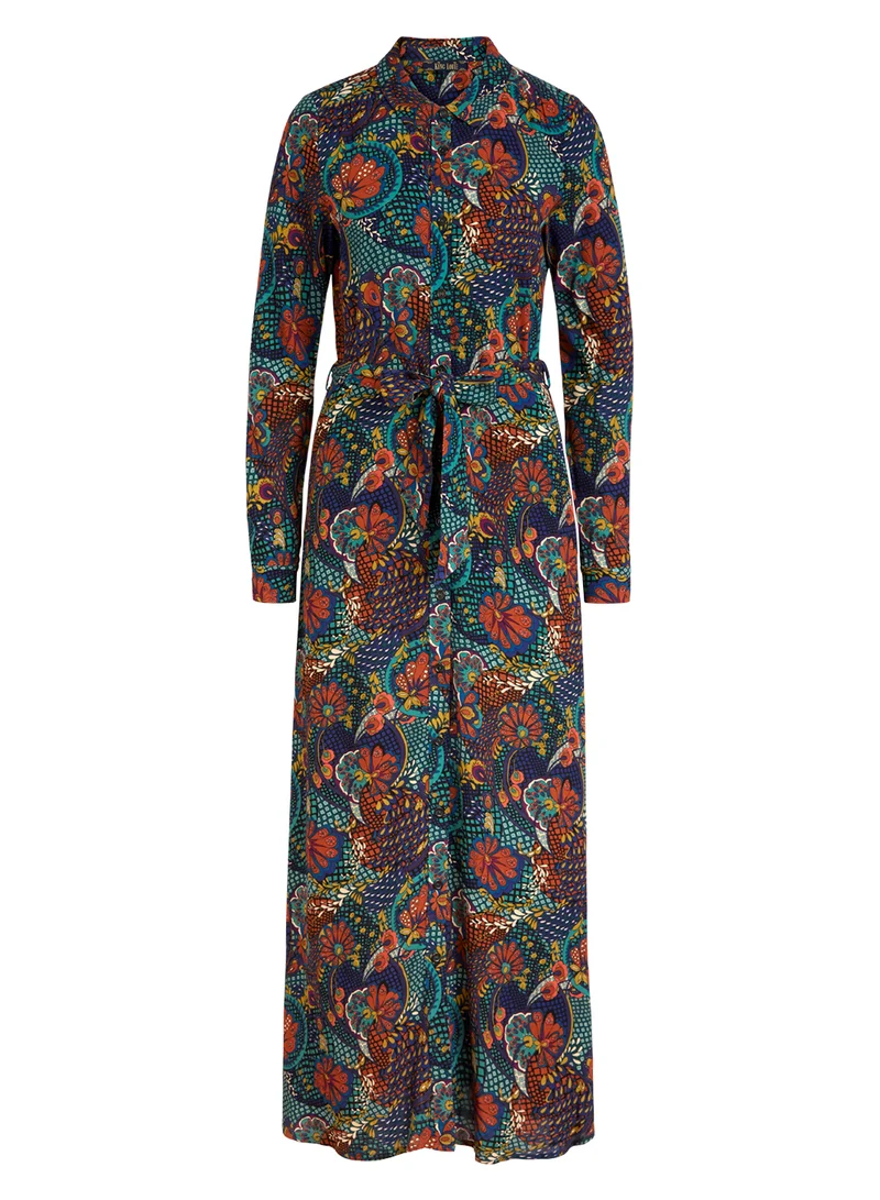 Maxi jurk met bloemenprint | King Louie olive maxi dress clubbin blue