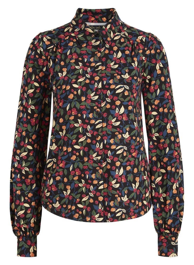 Blouse met bladerenprint | King Louie Carina blouse bellmore black