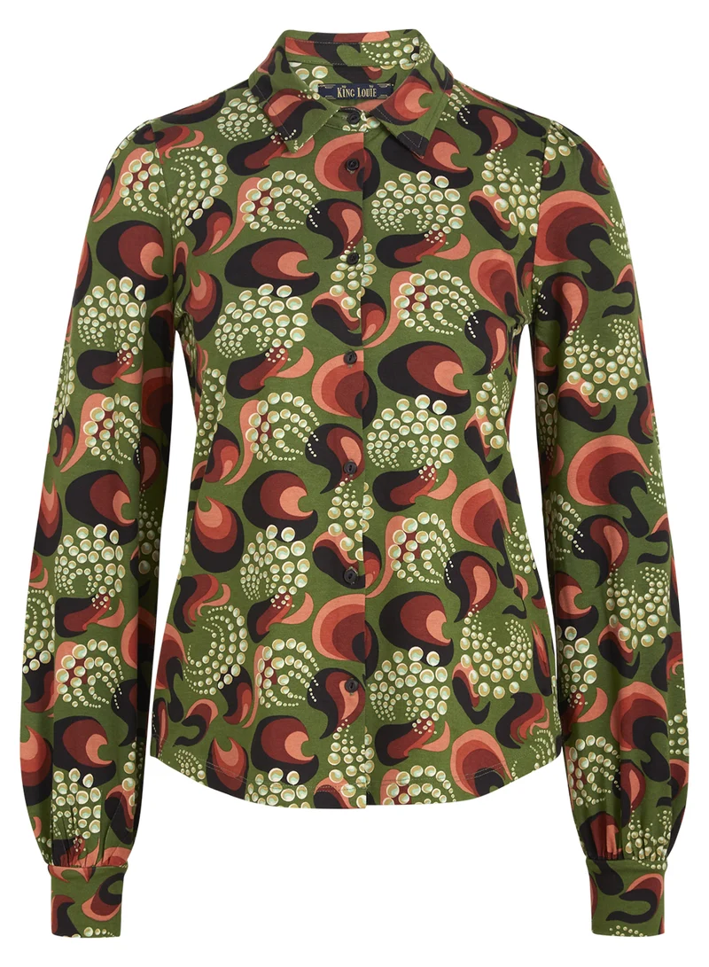Comfortabele blouse van duurzame viscose | King Louie Maisie blouse the fuzz kale green