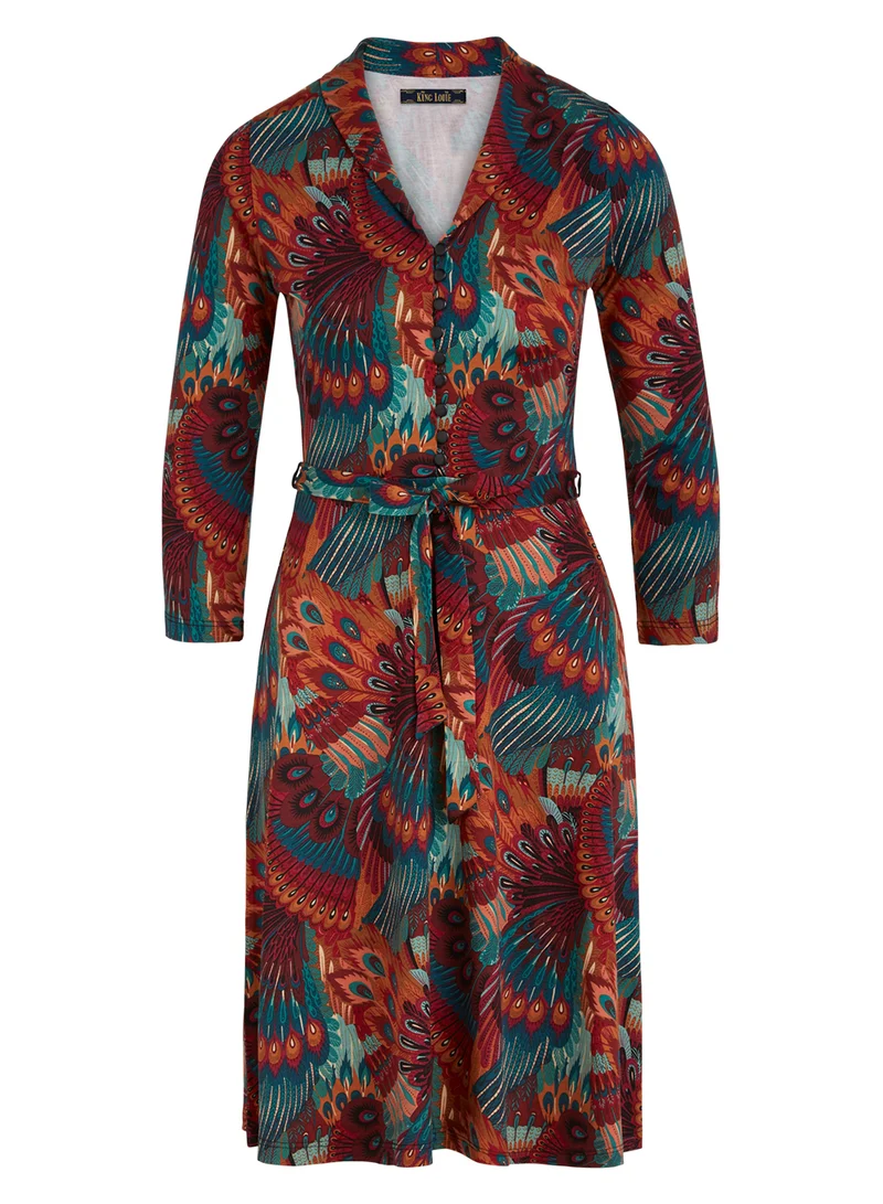 Jurk met organische print | King Louie Emmy dress sashay truffle red