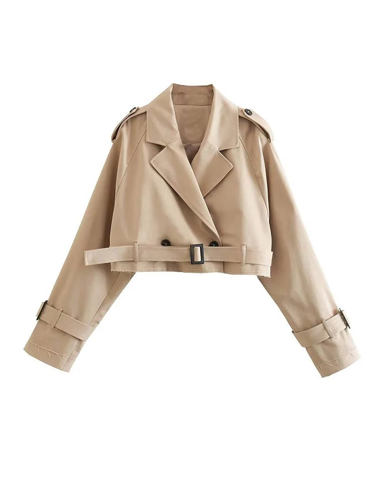 Sophie Beige Cropped Trenchcoat - Stijlvol & Elegant