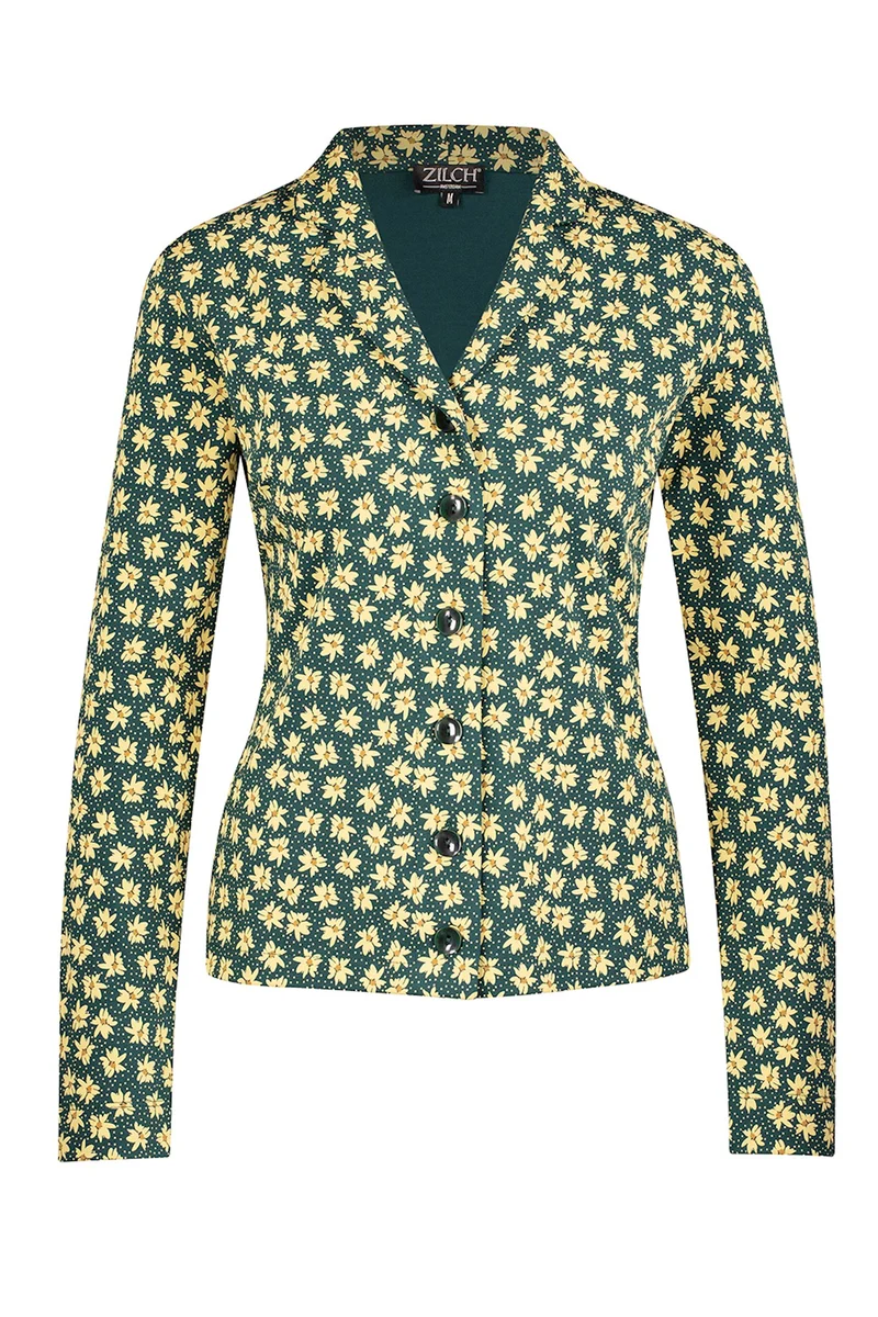 Blouse met bloemenprint | Zilch blouse long sleeve edelweiss pine