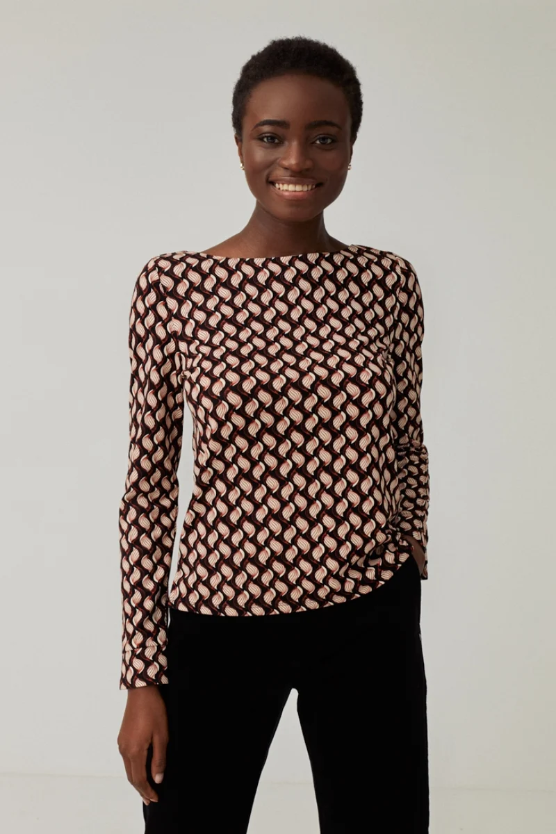 Top met boothals | Surkana long sleeve boat neck t-shirt black