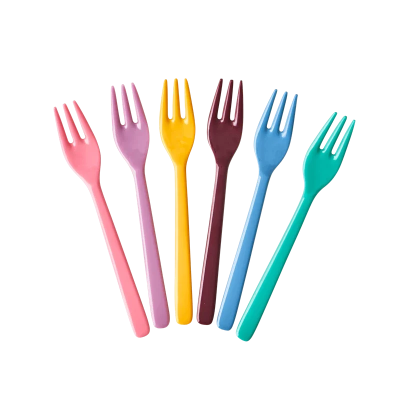 Rice melamine cake fork in assorted dance it out colors