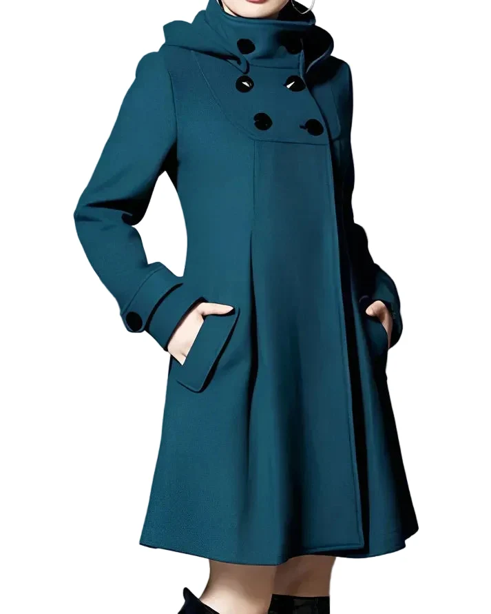 Dames Lange Jas met Capuchon en Chique Ontwerp