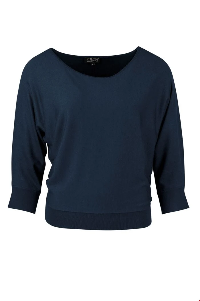Top van bamboe | Zilch sweater batsleeve navy