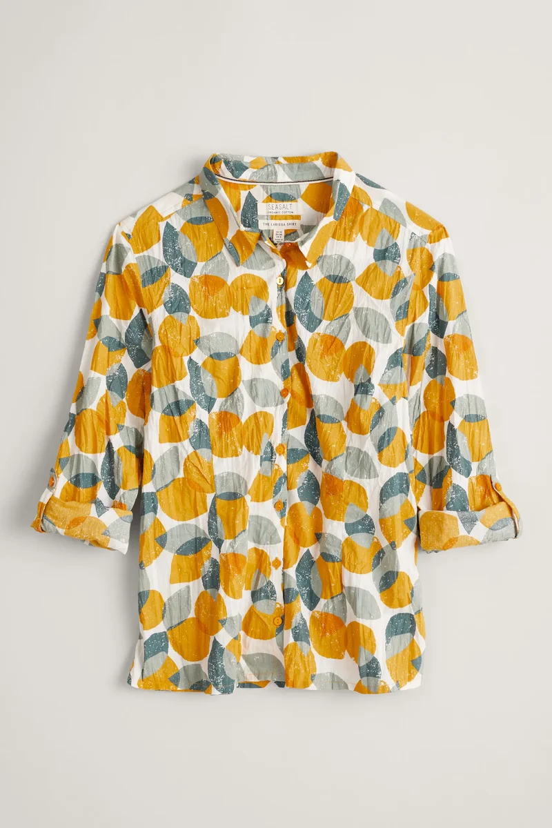 Seasalt Cornwall Larissa shirt leaves and lemons sunglow