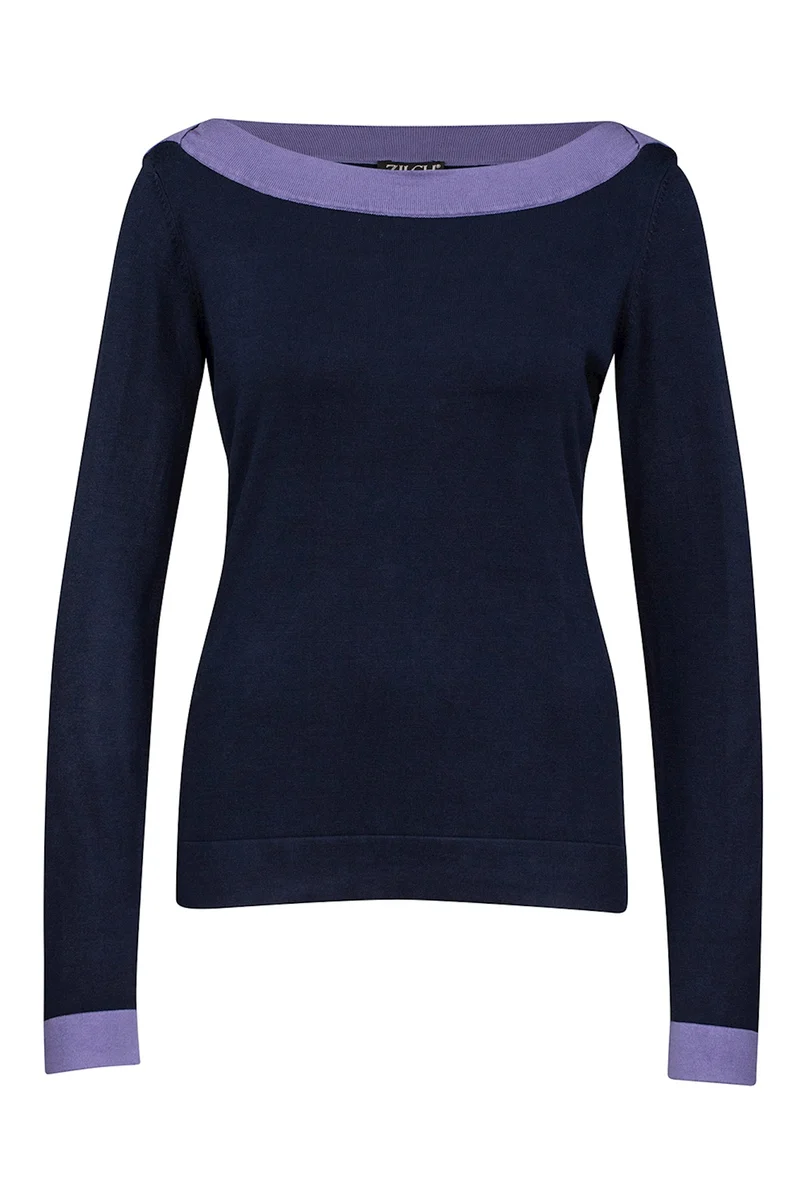 Zilch top boatneck navy/lavender