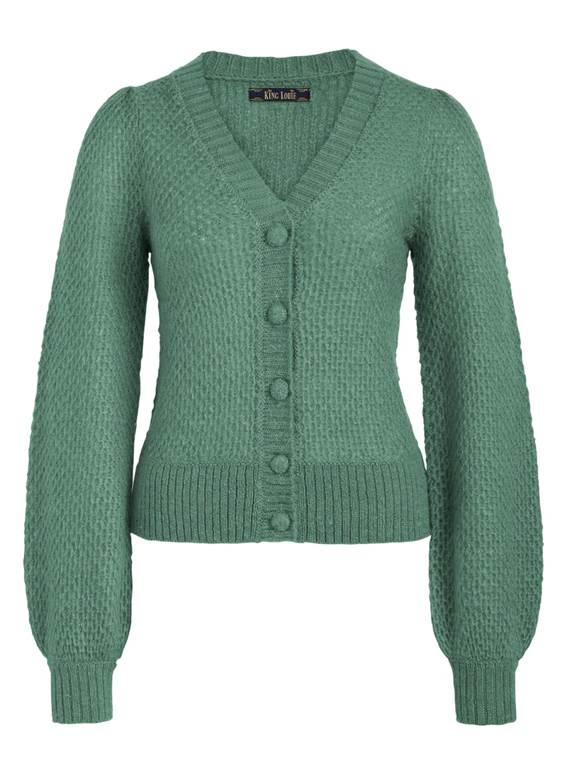 Groen vest met ballonmouwen | King Louie cardi V farfalle fir green