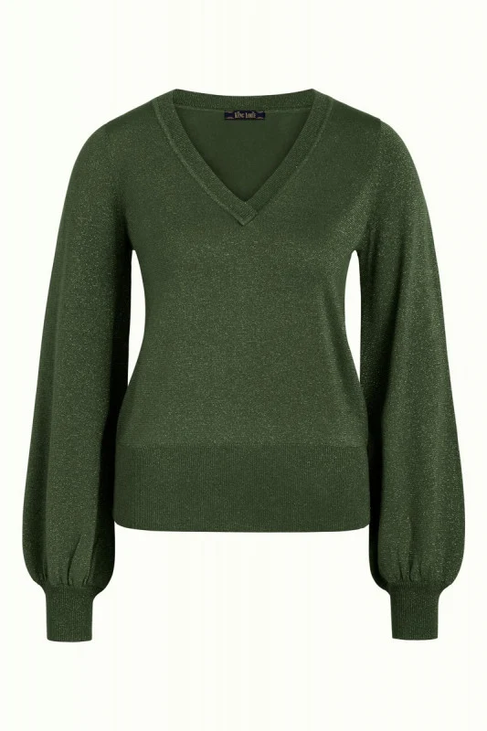 Groene top met glitters | King Louie V neck bell sleeve top lapis kale green