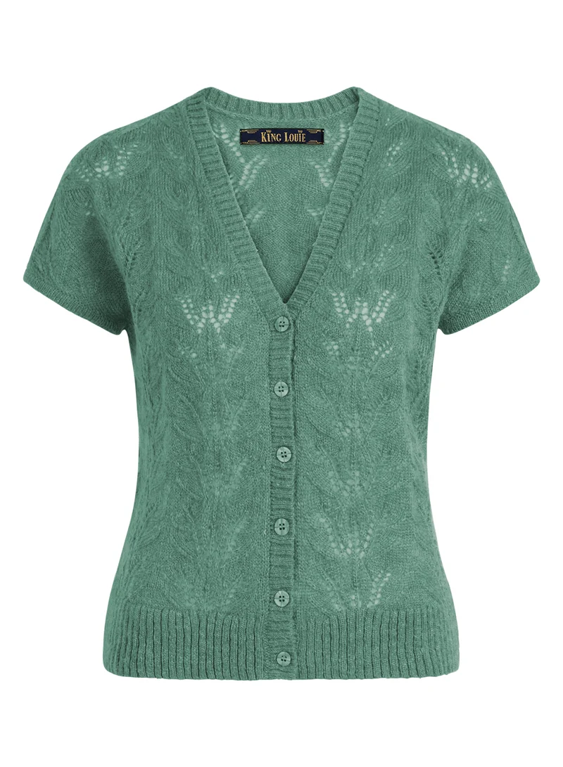 Groen vest met korte mouw | King Louie V button top farfalle fir green