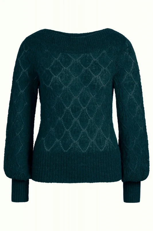 Groene trui met ballonmouwen | King Louie Erin bell top tosca pine green