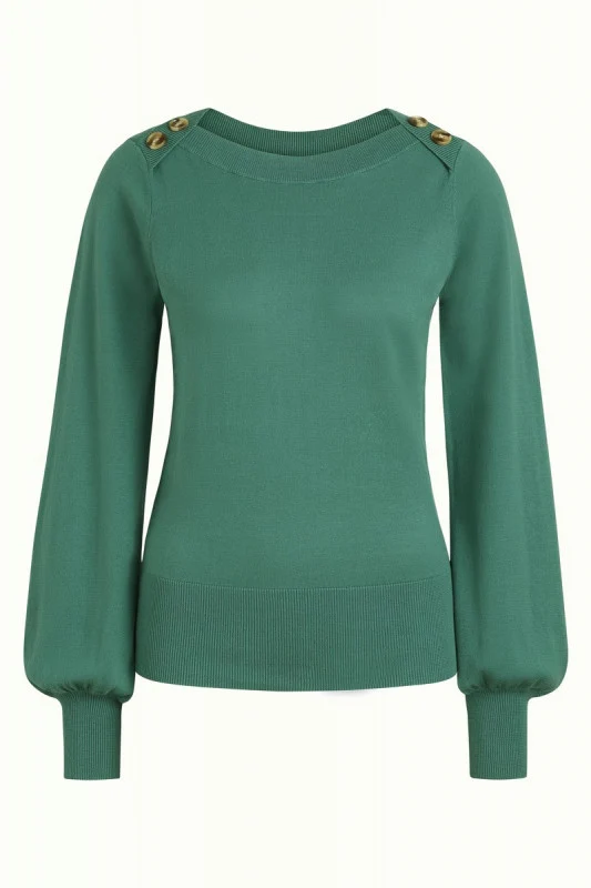 Groene trui van biologisch katoen | King Louie Marie bell top cottonclub smoke green