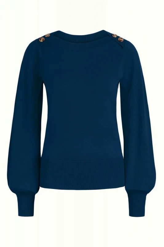 Blauwe trui van biologisch katoen | King Louie Marie bell top cottonclub sailor blue