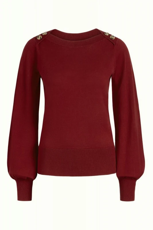 Rode trui van biologisch katoen | King Louie Marie bell top cottonclub brique red