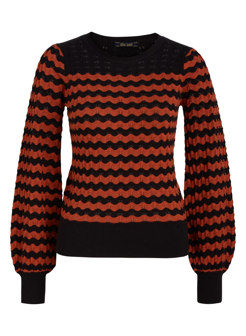 Rood met zwart gestreepte trui | King Louie Bella knit top blizzy black