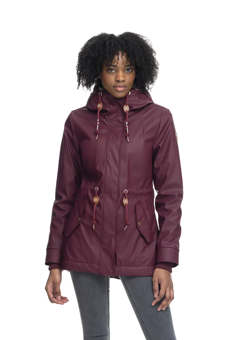 Rode winterjas met capuchon | Ragwear jacket monadis rainy wine red