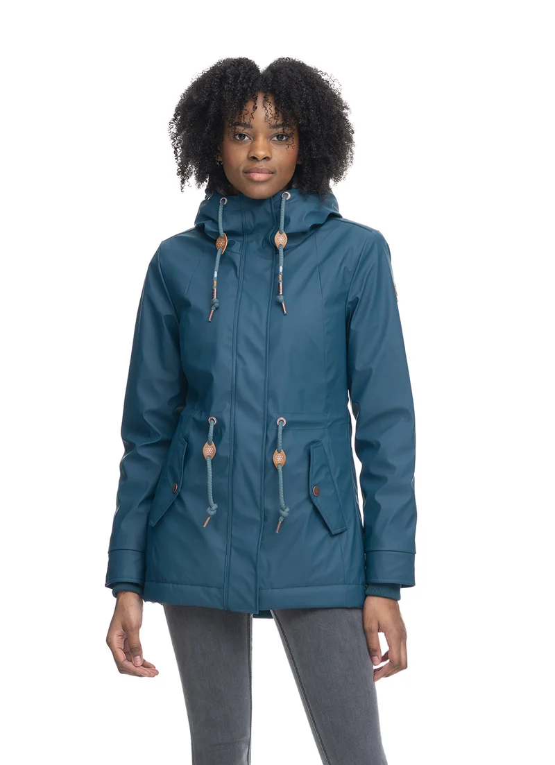 Blauwe halflange winterjas | Ragwear jacket monadis rainy dark green