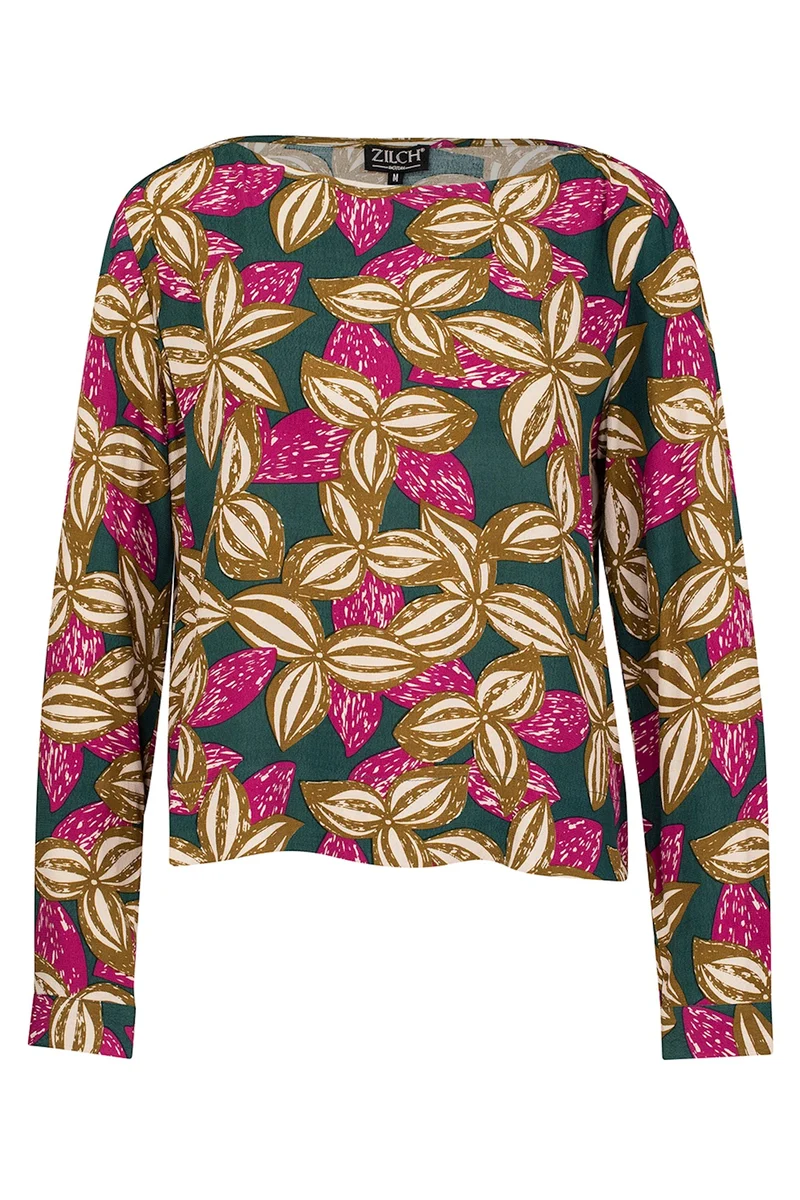 Zilch top boatneck woodcut pine