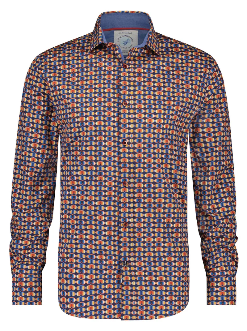 Blauw overhemd met skibrillen | A fish named Fred shirt ski glasses navy