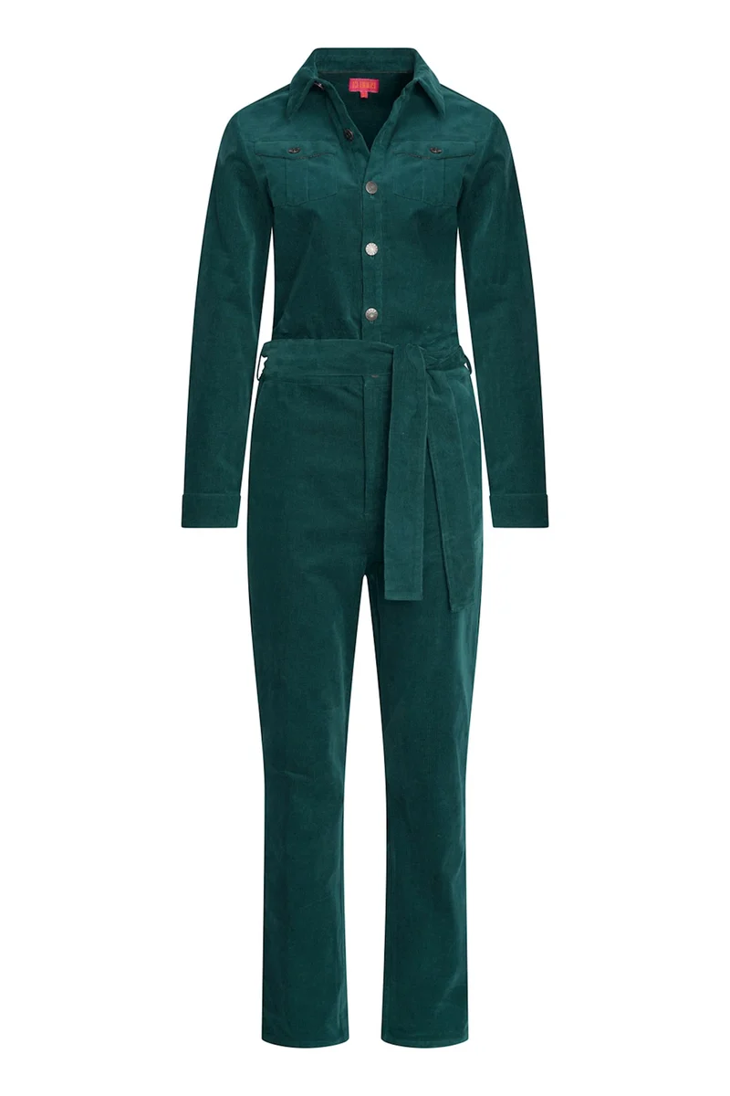 Groen ribstof jumpsuit | Cloud9 jumpsuit Liz pine