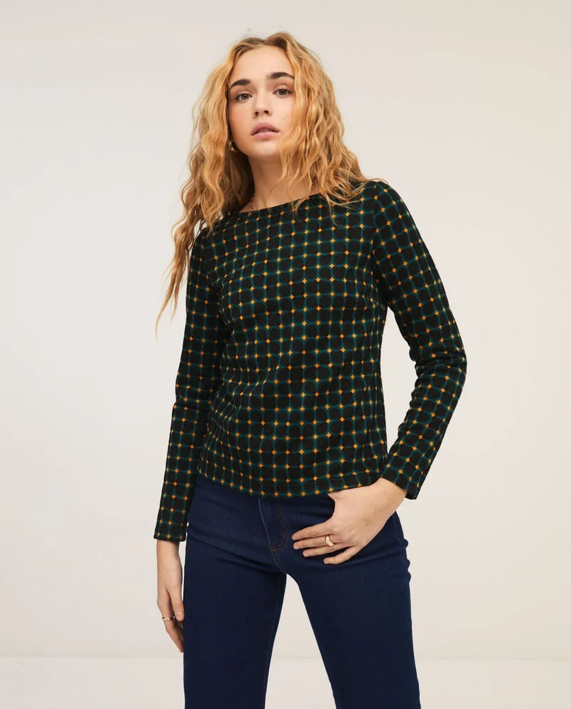 Zwarte top met lange mouw | Surkana T-shirt round neck long sleeve black