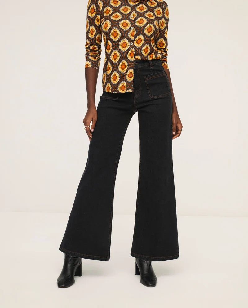 Zwarte spijkerbroek | Surkana wide leg trousers black