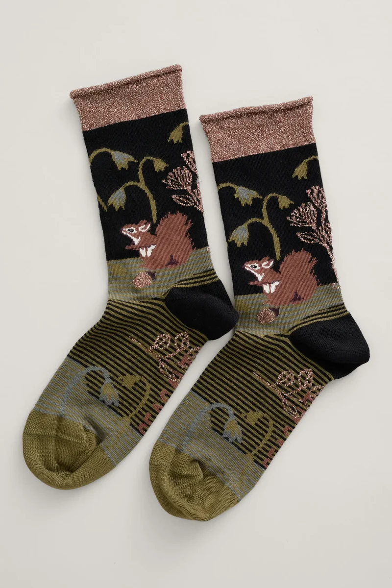 Seasalt Cornwall snowy scenes socks woodland wonder nori
