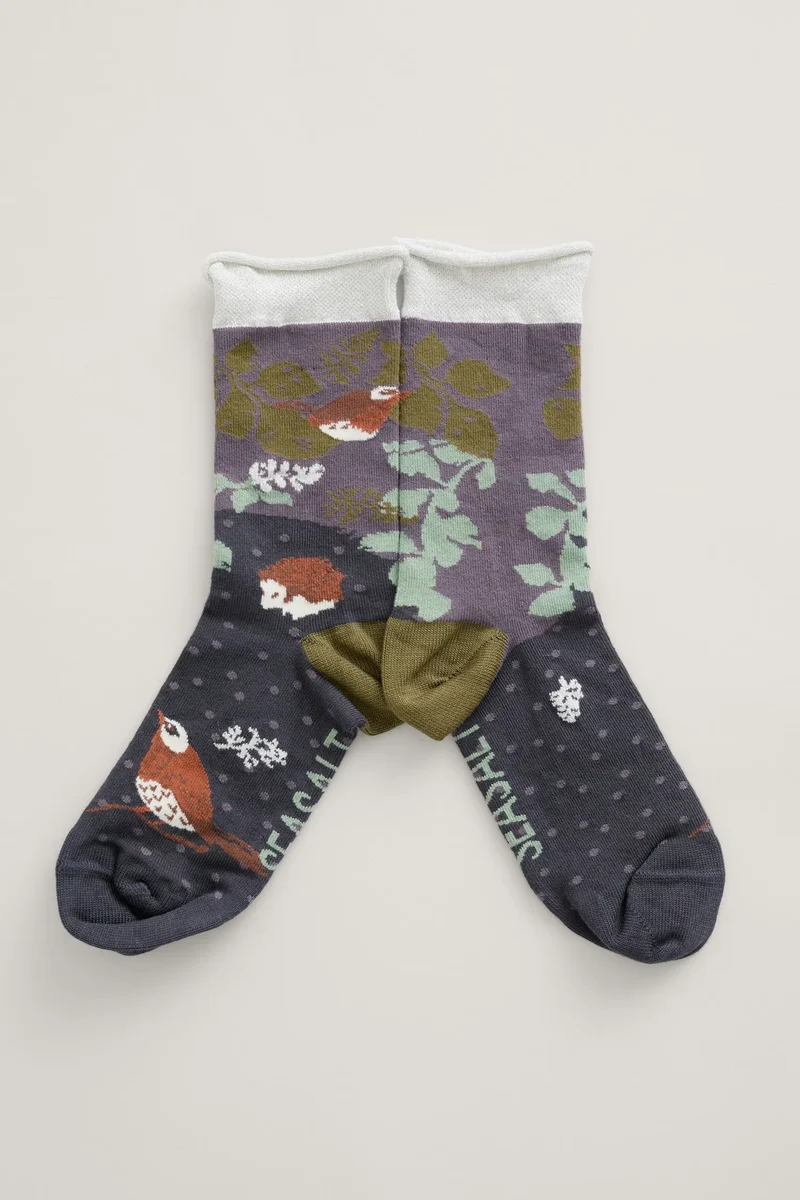 Seasalt Cornwall snowy scenes socks winter harmony coal