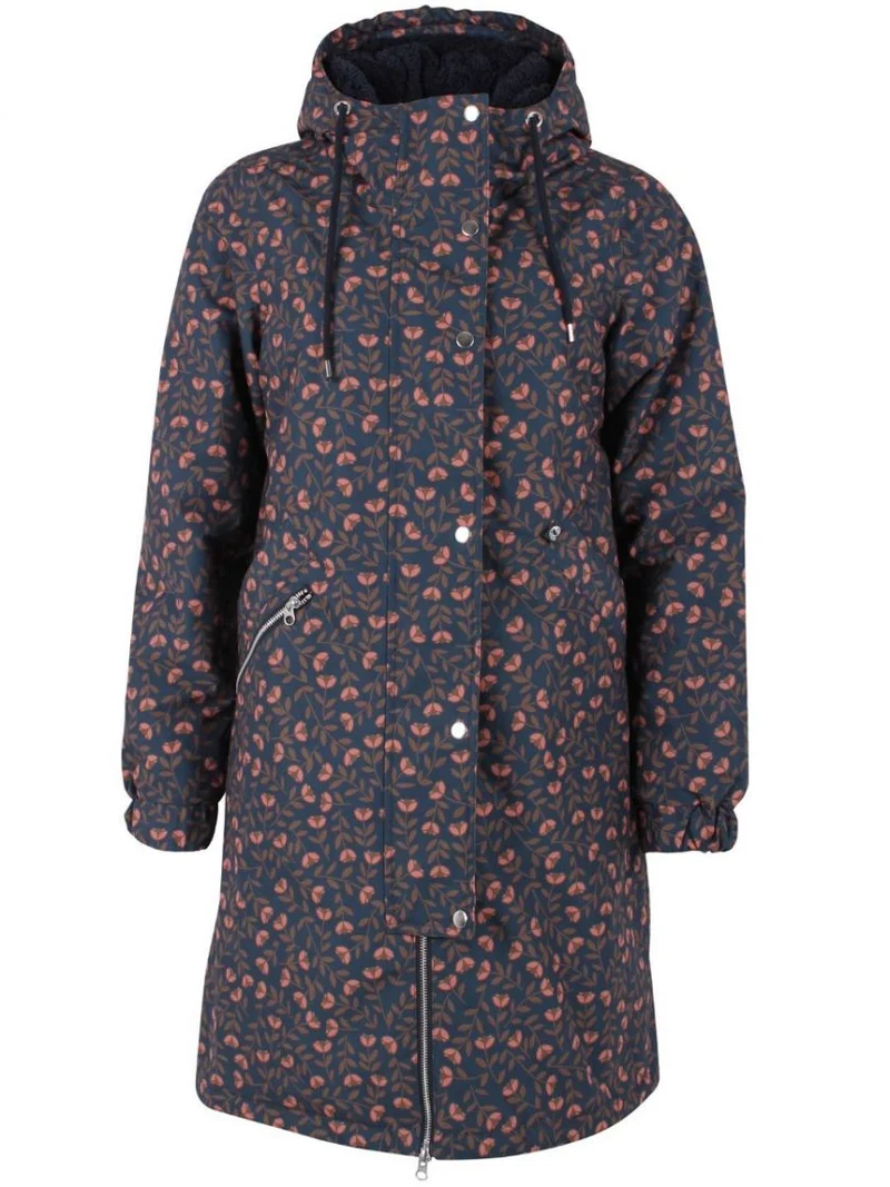 Winterjas met bloemenprint | Danefae brunhilde winter parka navy fleurie