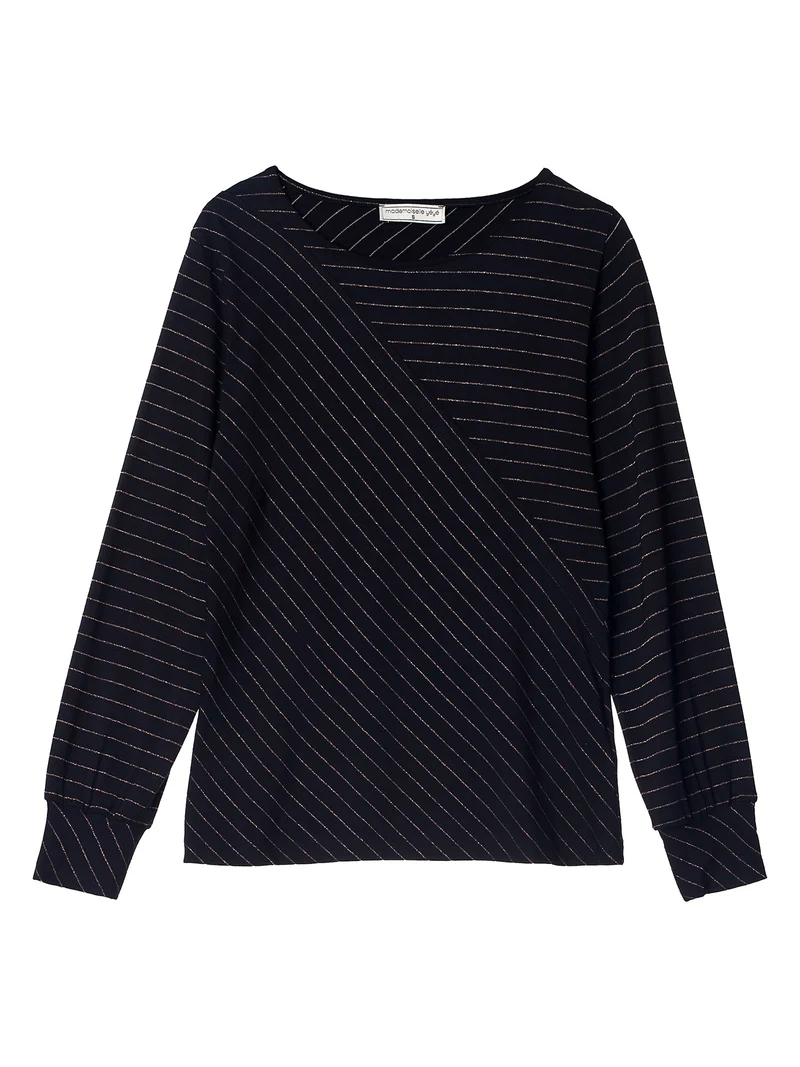 Zachte top met glitterstrepen | Mademoiselle YéYé shiny moments top stripes