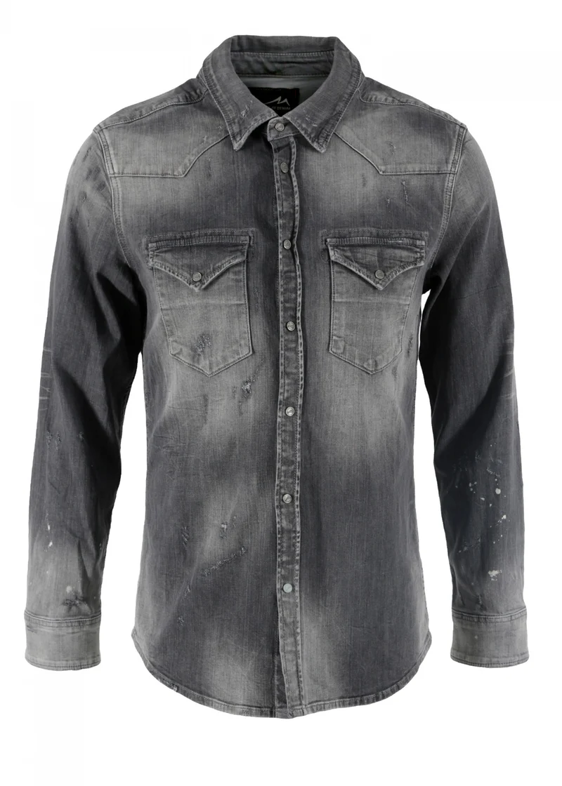 Grijze comfortabele blouse | M.O.D. men Blouse leaf grey