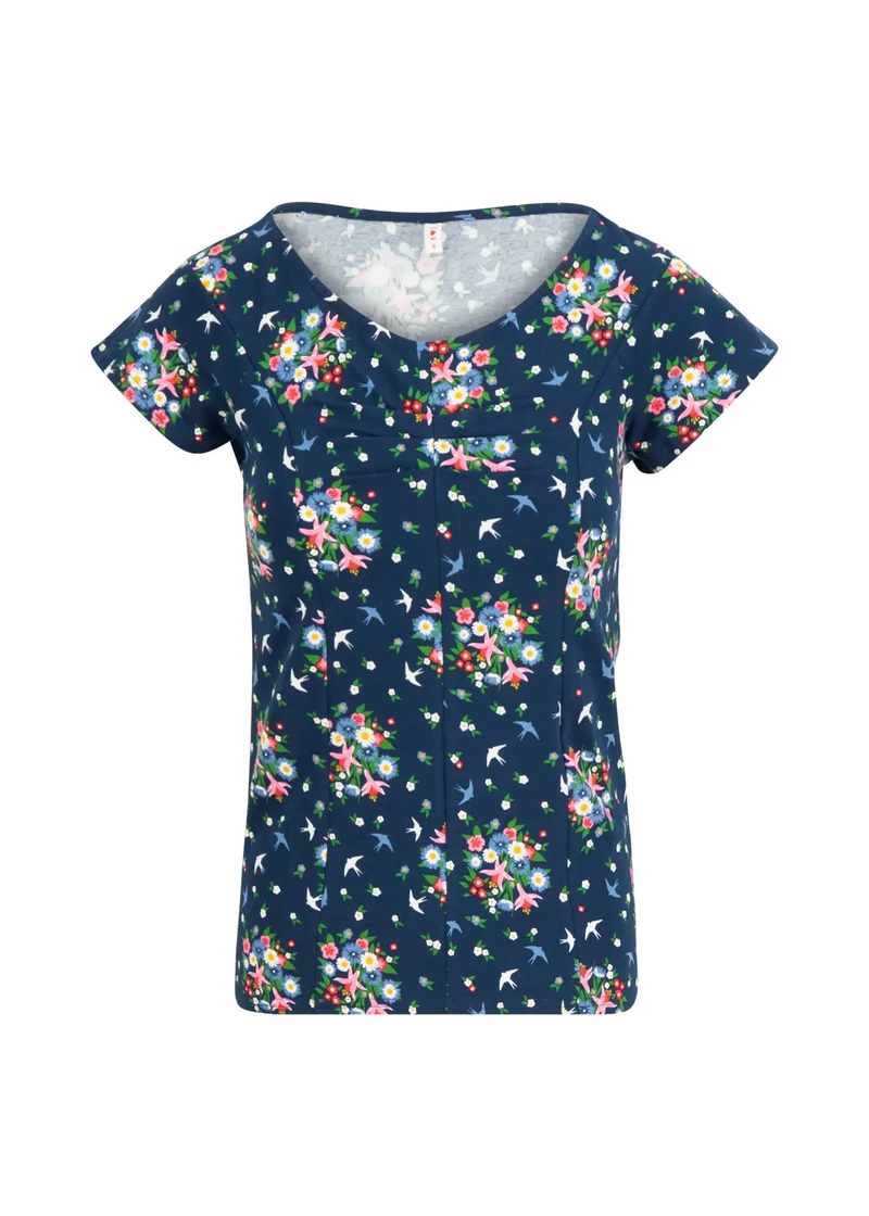 Donkerblauwe top met kapmouwen | Blutsgeschwister hot knot open hearted midnight june