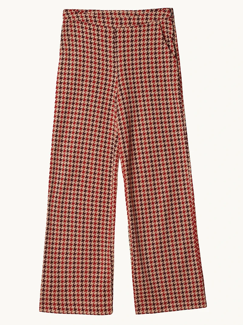 Broek met wijde pijpen | Mademoiselle YéYé one step beyond gots trousers houndstooth