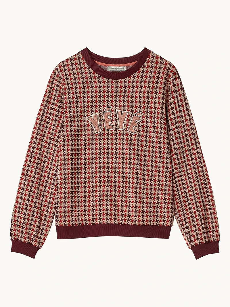 Trui van biologisch katoen | Mademoiselle YéYé buy me a letter gots sweater houndstooth