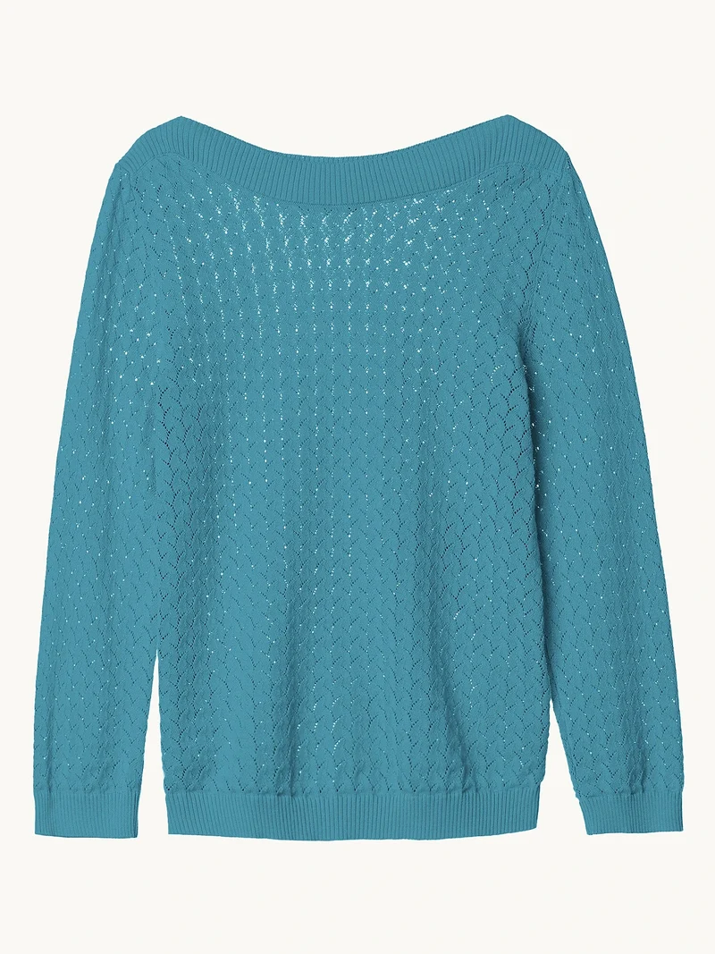 Blauwe trui met boothals | Mademoiselle YéYé stay longer top niagara blue