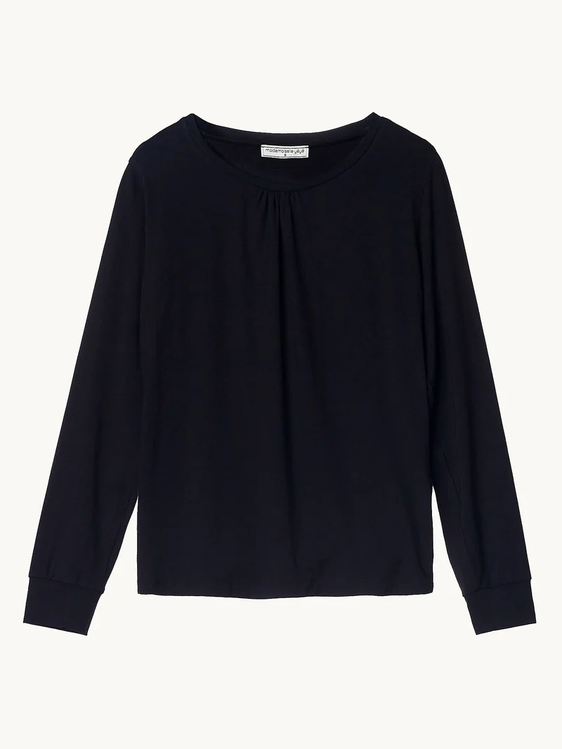 Effen zwarte top met lange mouw | Mademoiselle YéYé easy bien-êntre top black