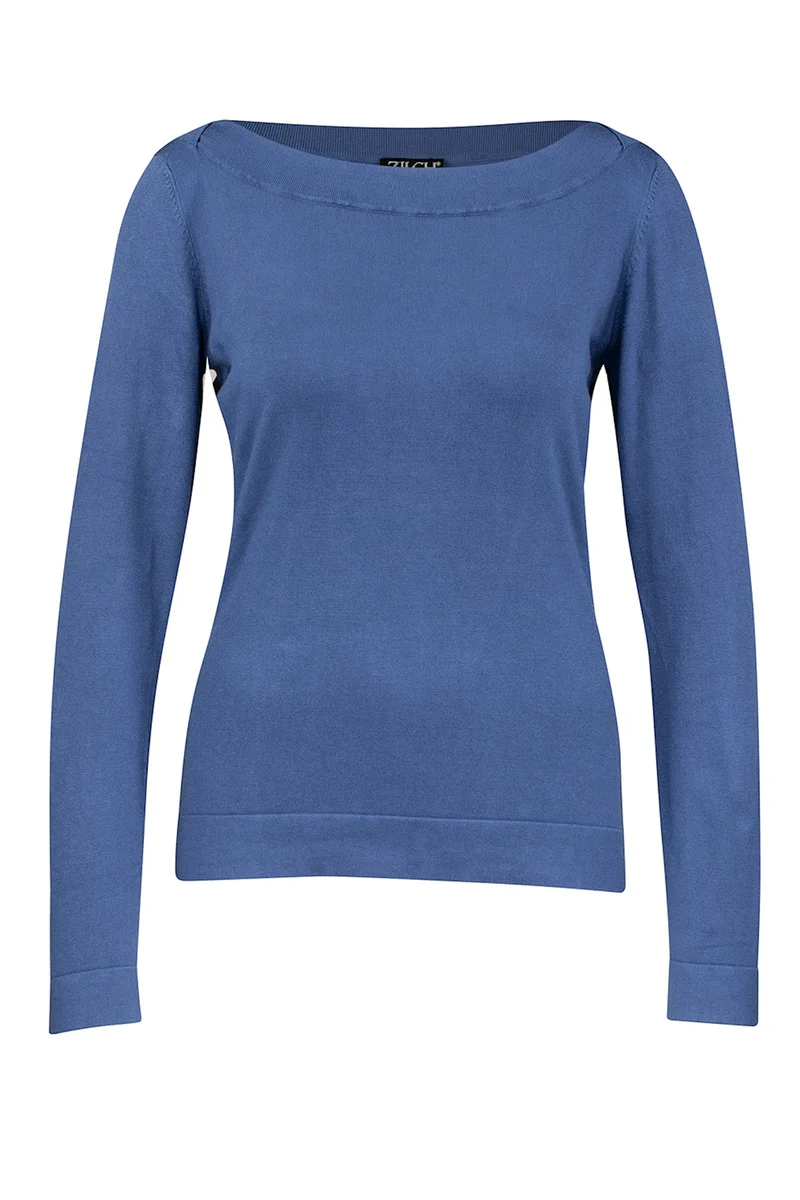 Blauwe top van bamboe | Zilch top boatneck azure