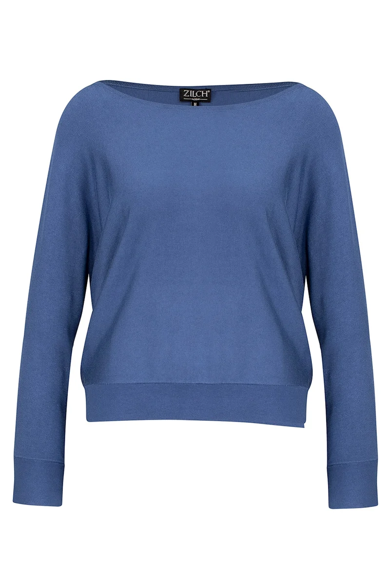 Blauwe top met boothals | Zilch top batsleeve azure