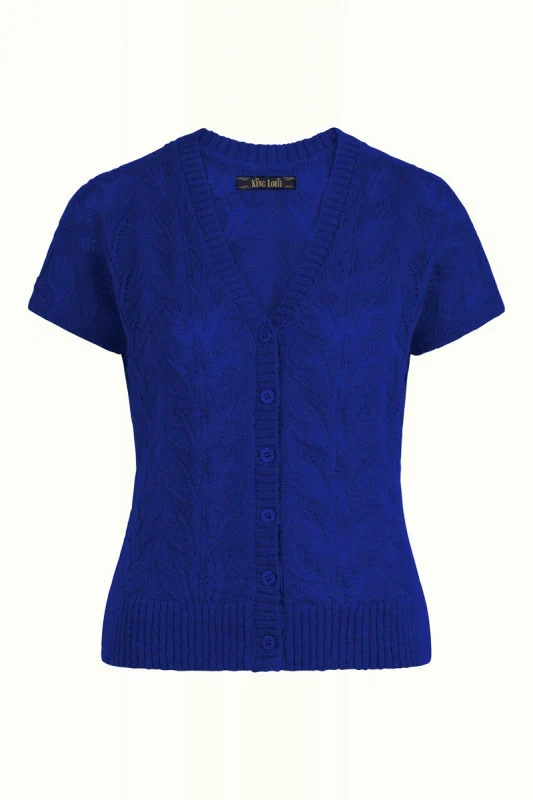 Blauw vest met korte mouw | King Louie V button top farfalle midnight
