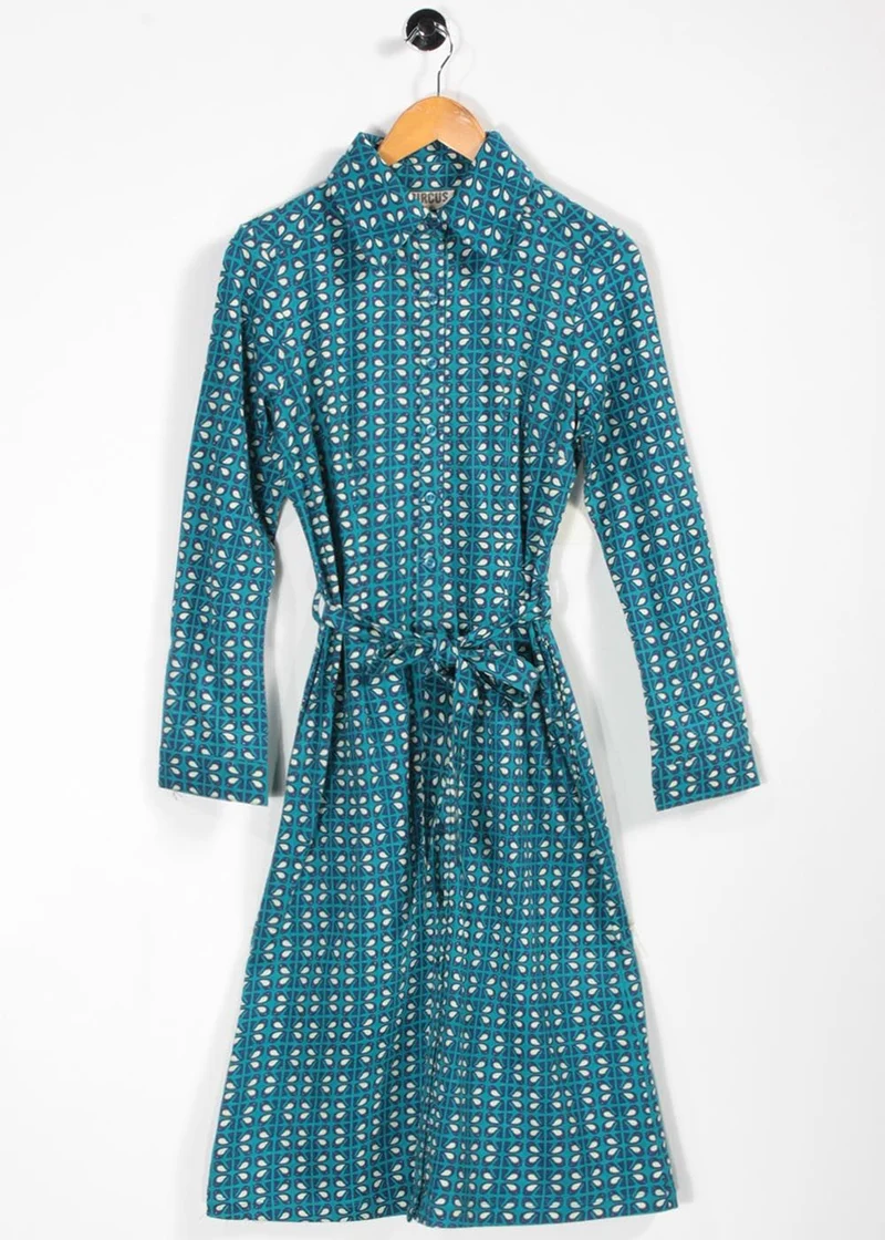 Blauwe jurk met strikceintuur | Circus Clothing dress wagtail ocean depths