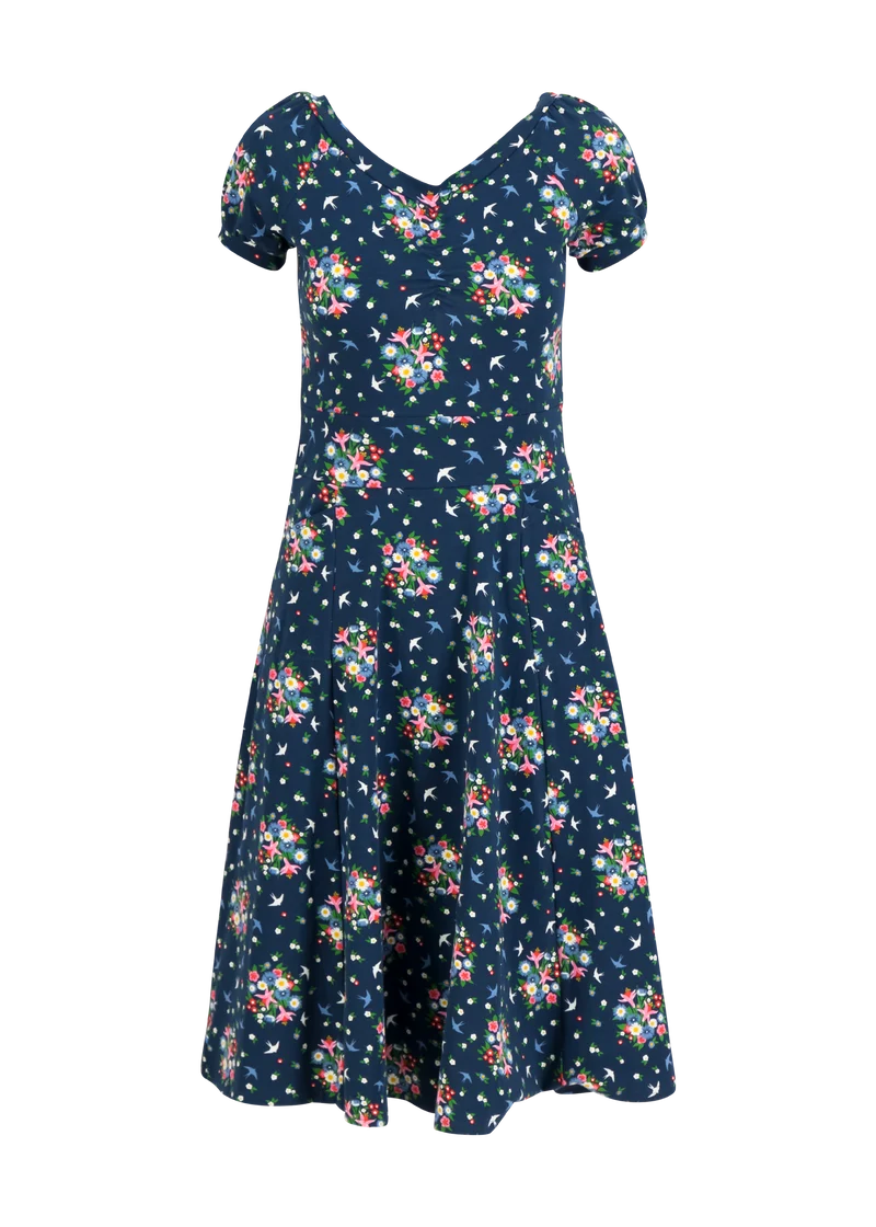 Blauwe jurk van biologisch katoen | Blutsgeschwister picknick party midnight june