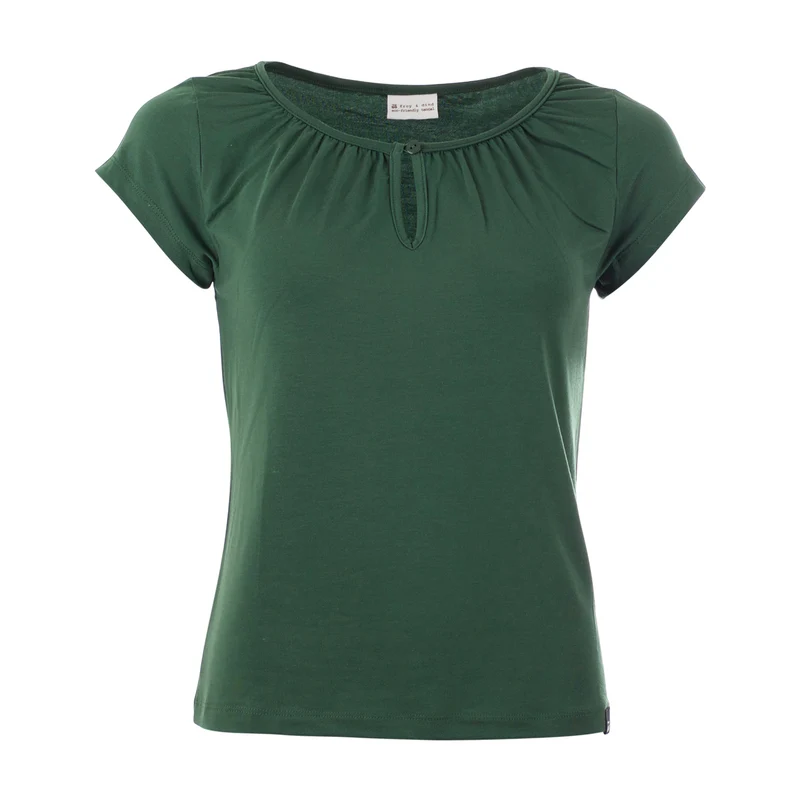 Groene top met geplooide hals | Froy & Dind shirt Charlotte green