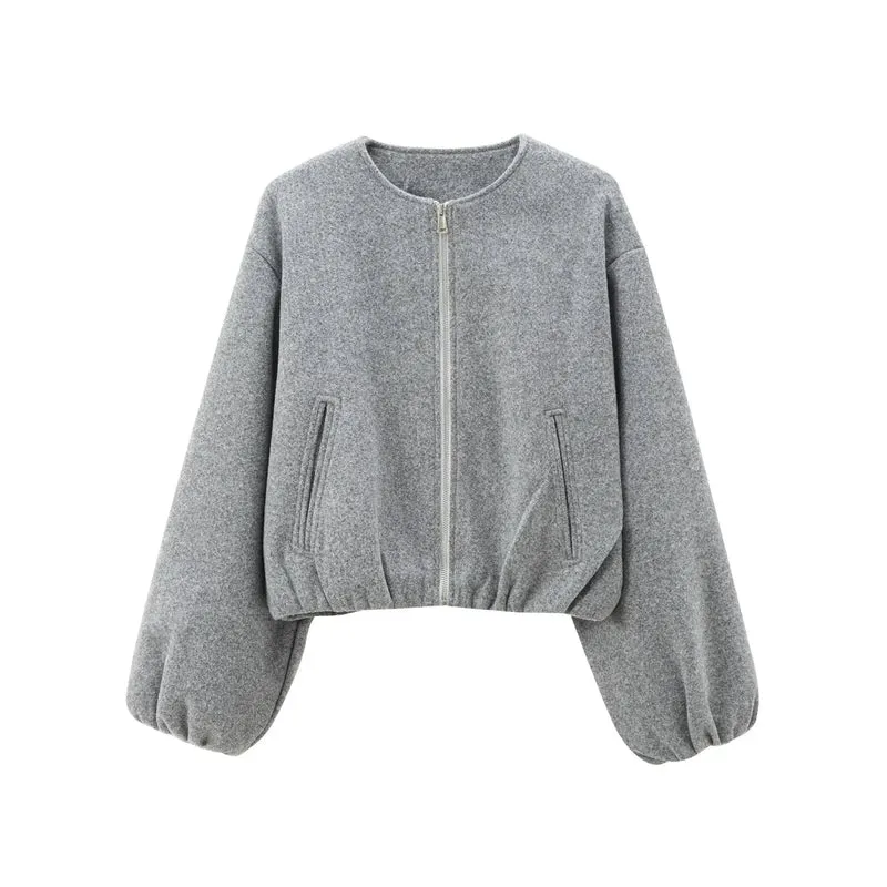 Dames Grijze Bomberjas – Losse Fit & Comfortabel