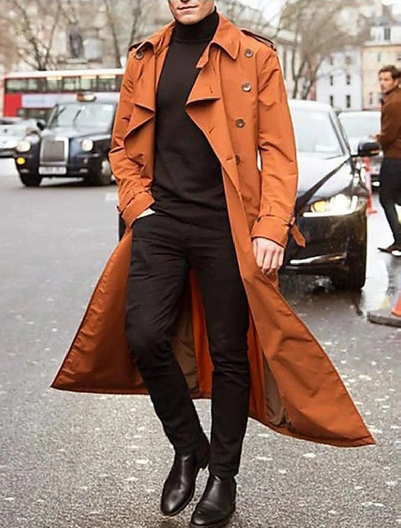 Lange Heren Trenchcoat - Klassiek & Elegant Design